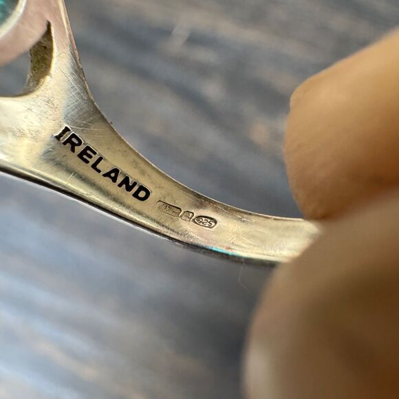 Claddagh Druzy Set: Necklace Ring & Earrings, Sea Green Drusy, JMH Ireland - Picture 10 of 17